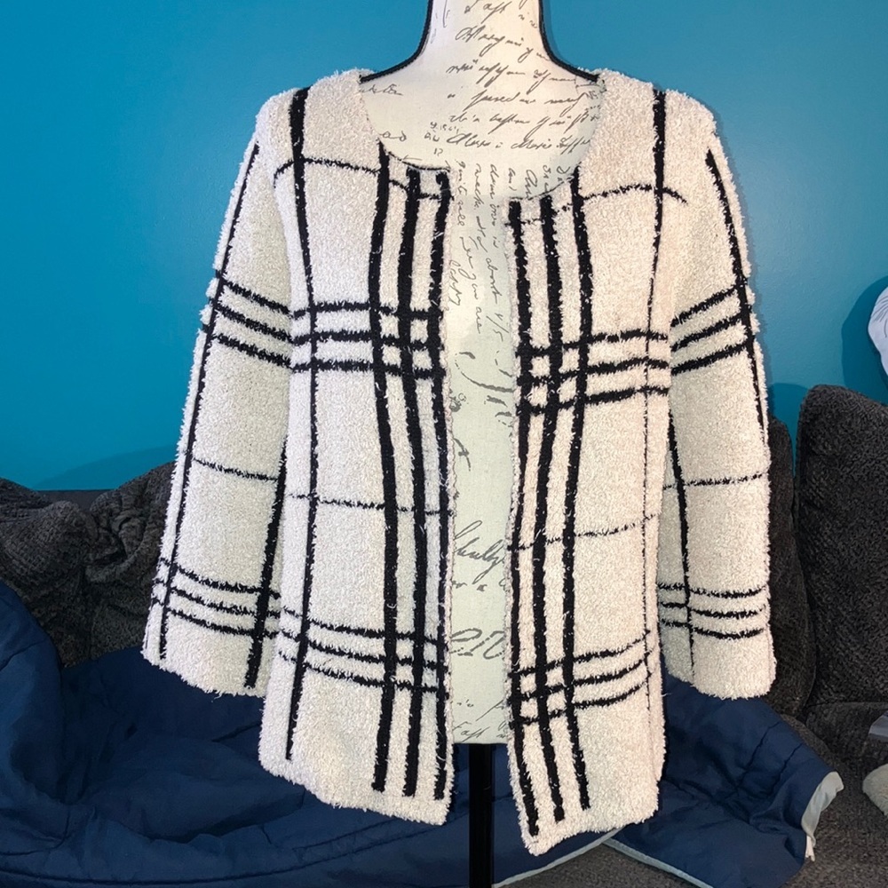 Chico’s Collarless Open Front Cardigan, Size 2 - Picture 1 of 7